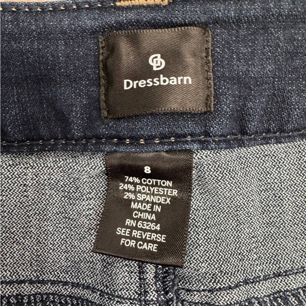 Dress Barn Slim Leg High Rise Dark Wash Denim Classic 5 Pocket Jeans Size 8 NEW - Picture 8 of 8